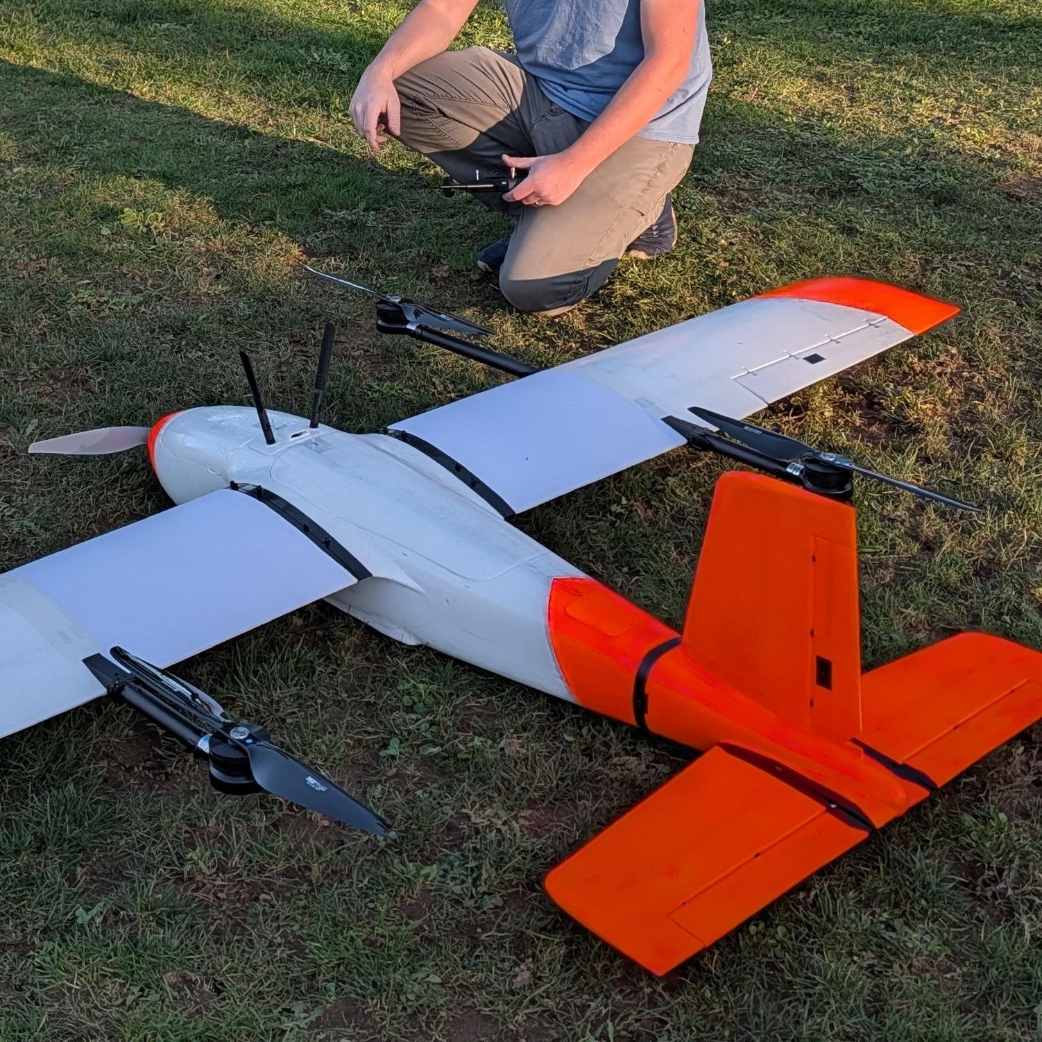Fixed-wing VTOL aircraft during preflight
